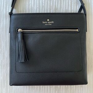 Kate Spade Black Leather Crossbody Bag with Tassel